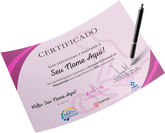 Certificado de 300 horas do Curso de Massoterapia Profissional